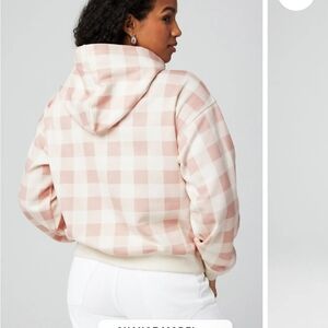 Fabletics Cozy Fleece Hoodie - Pink And White Checkered